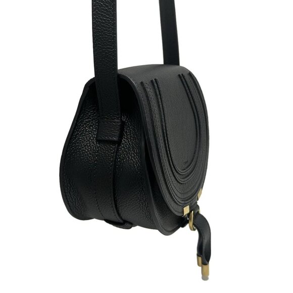 Chloe Mercy Small Saddlebag Black Calf Skin - Shoulder Bag 522-080925 - Picture 3 of 8